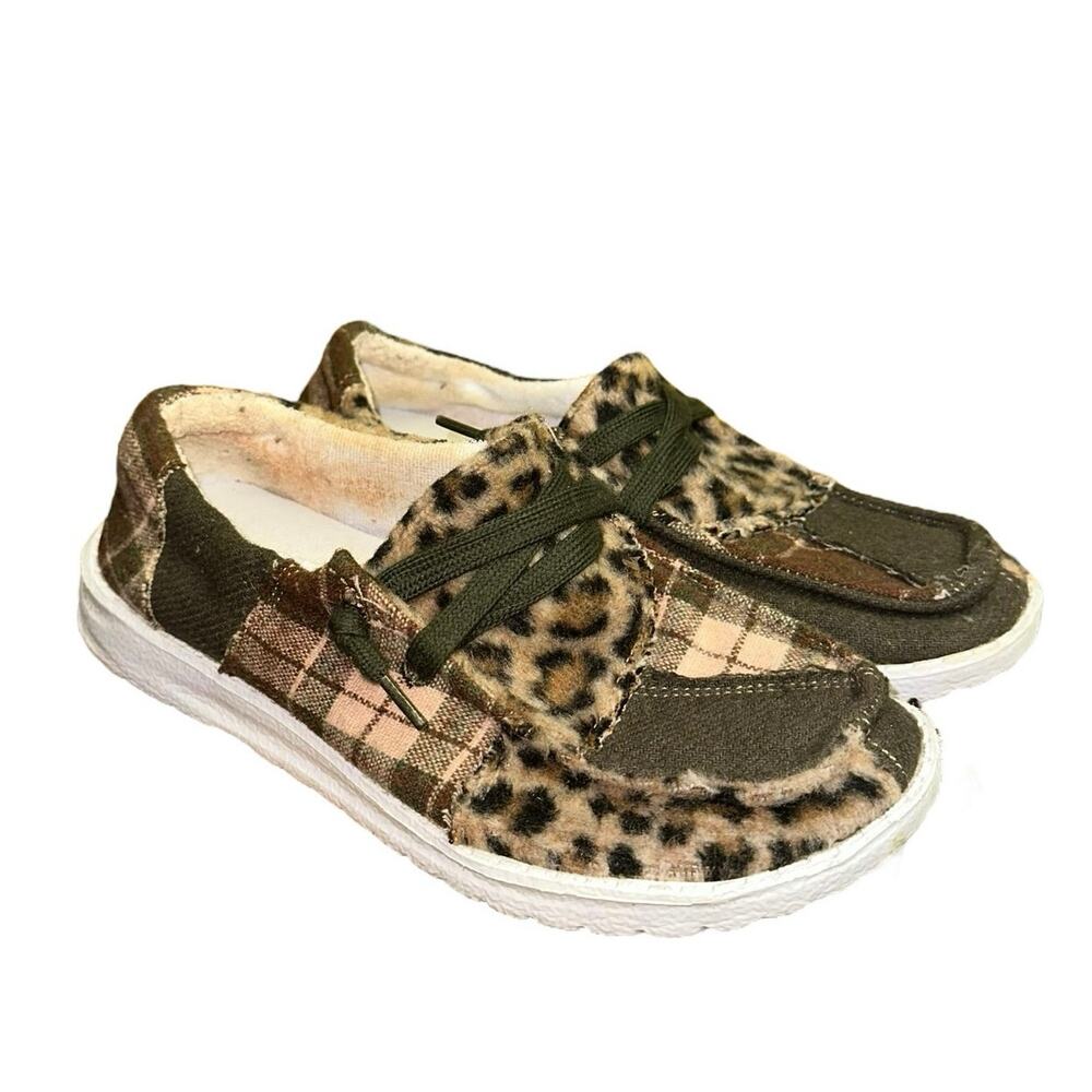 Gypsy Jazz Leopard Patchwork Slip On Sneakers Size 6‎ Boho Casual Shoes